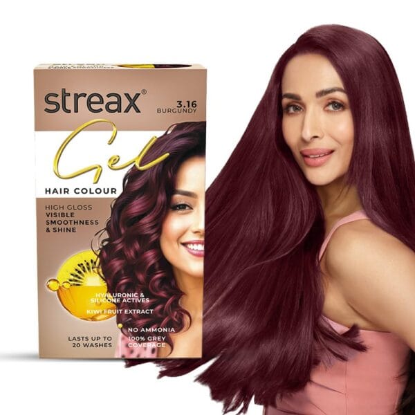 Streax Insta Shampoo Hair Colour for Women & Men, Burgundy 3.16, 150ml|Hair Colour Burgundy|100% grey coverage |Long Lasting Hair Color, easy to use| Ammonia Free Hair Color, No Paraben & Sulphate