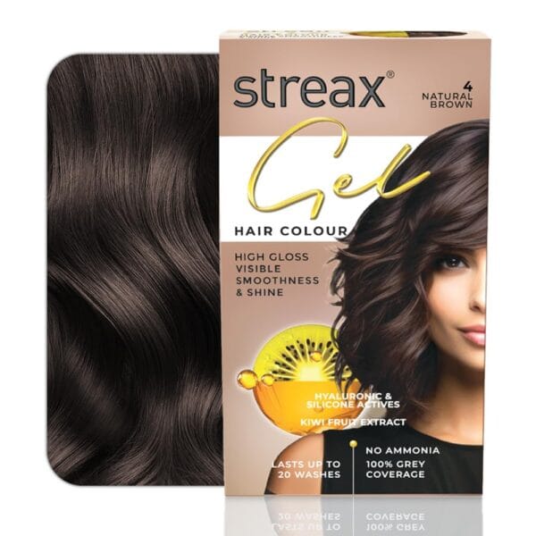 Streax Insta Shampoo Hair Colour for Women & Men, Natural Brown 4, 150ml|Hair Colour Brown|100% grey coverage |Long Lasting Hair Color, easy to use| Ammonia Free Hair Color, No Paraben & Sulphate