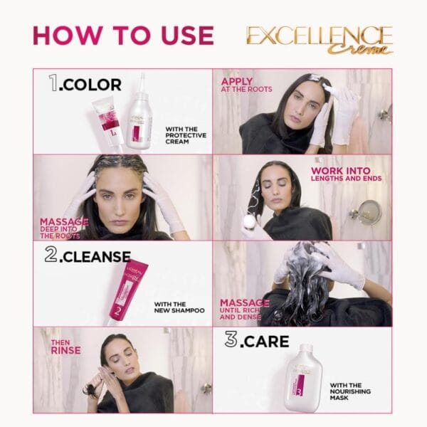 L'Oreal Paris Excellence Creme Hair Color, 3 Dark Brown, 72ml+100g - Image 7