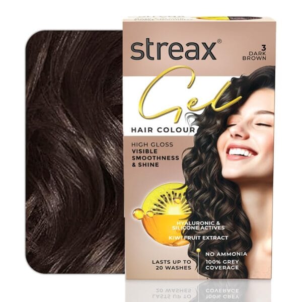 Streax Insta Shampoo Hair Colour for Women & Men, Dark Brown 3, 150ml|Hair Colour Brown|100% grey coverage |Long Lasting Hair Color, easy to use| Ammonia Free Hair Color, No Paraben & Sulphate