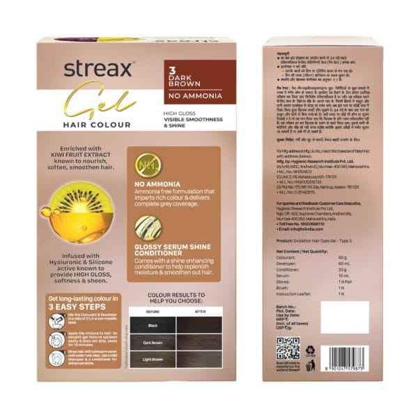 Streax Insta Shampoo Hair Colour for Women & Men, Dark Brown 3, 150ml|Hair Colour Brown|100% grey coverage |Long Lasting Hair Color, easy to use| Ammonia Free Hair Color, No Paraben & Sulphate - Image 7