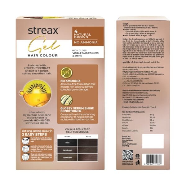 Streax Insta Shampoo Hair Colour for Women & Men, Natural Brown 4, 150ml|Hair Colour Brown|100% grey coverage |Long Lasting Hair Color, easy to use| Ammonia Free Hair Color, No Paraben & Sulphate - Image 7