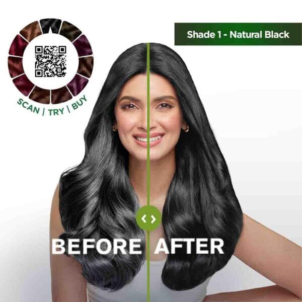 Garnier Color Naturals Crème hair color, Shade 1 Natural Black, 70ml + 60g - Image 3