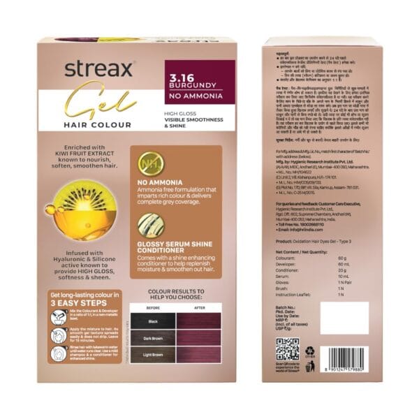 Streax Insta Shampoo Hair Colour for Women & Men, Burgundy 3.16, 150ml|Hair Colour Burgundy|100% grey coverage |Long Lasting Hair Color, easy to use| Ammonia Free Hair Color, No Paraben & Sulphate - Image 7
