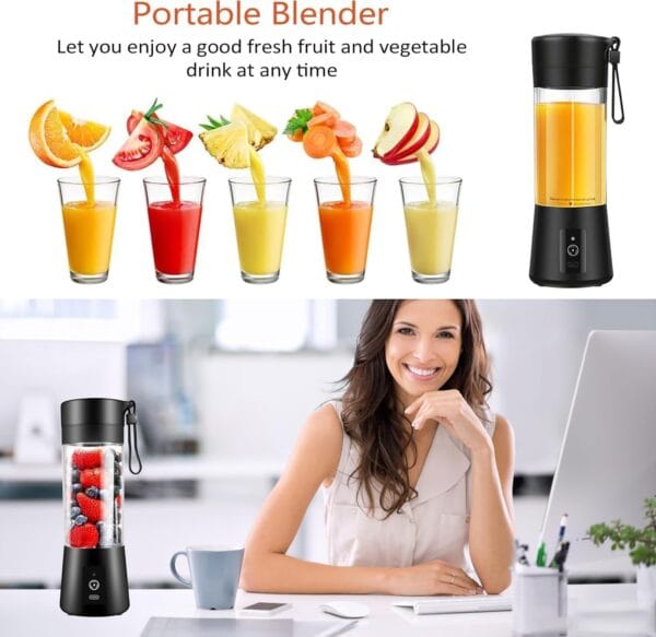SWEET VIEW HAIR BRUSH Professional Portable 380ML 6 Blade J-u-!-c-e-r with Home Outdoor USB Rechargeable Mini Hand Fruit for Home Outdoor (MX1) - Image 2