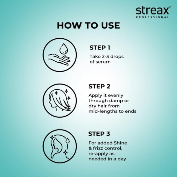 Streax Professional Vitariche Gloss Hair Serum for Women & Men | Enriched with Macademia Oil and Vitamin E | For Gorgeous & Shiny Hair | Helps in Everyday Styling | Adds Shine to Hair | 200ml - Image 5