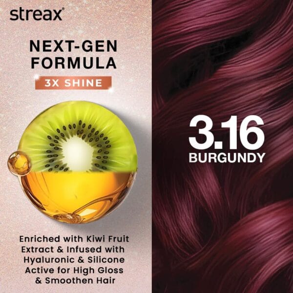 Streax Insta Shampoo Hair Colour for Women & Men, Burgundy 3.16, 150ml|Hair Colour Burgundy|100% grey coverage |Long Lasting Hair Color, easy to use| Ammonia Free Hair Color, No Paraben & Sulphate - Image 2
