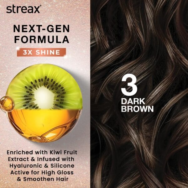 Streax Insta Shampoo Hair Colour for Women & Men, Dark Brown 3, 150ml|Hair Colour Brown|100% grey coverage |Long Lasting Hair Color, easy to use| Ammonia Free Hair Color, No Paraben & Sulphate - Image 2