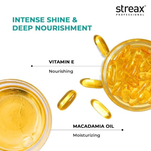 Streax Professional Vitariche Gloss Hair Serum for Women & Men | Enriched with Macademia Oil and Vitamin E | For Gorgeous & Shiny Hair | Helps in Everyday Styling | Adds Shine to Hair | 200ml - Image 4
