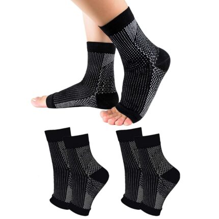 2 Pcs Neuropathy Socks, Compression Socks, Compression Socks for Men Foot Pain Relief Products Open Toe Foot Sleeves Compression Socks for Ankle Swelling Achilles Tendon Arch Support Suitable for Feet Ranging from 25 to 27cm