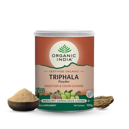 A TATA Product - Organic India Triphala Powder - 100g, Supports Immune System, Colon & Digestion, For Balanced Bowel & Gut Health, Contains Bioactives and Antioxidants, GMP & NPOP Certified Organic