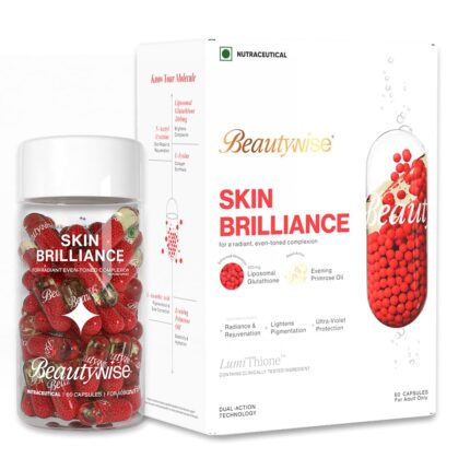 Beautywise Dual Action Skin Brilliance 4X Glutathione With Nac|Dual Action 60 Capsules |L-Lysine,Grape Seed & Vitamin C | For Skin Brightening & Glow|(Pack of 1)