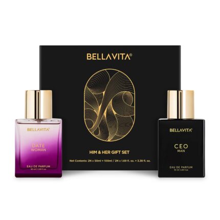 Bella Vita Luxury CEO Man & Date Woman Gift Set | Long Lasting EDP 2x50ml Perfume for Men and Women | with Lemon, Lavender | Floral, Fruity, Woody Long Lasting EDP Fragrance Scent