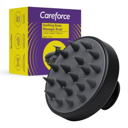 Careforce Scalp Massager for Hair Growth Soft Silicone Head Scrubber Massage for Exfoliator, Anti Dandruff, Deep Cleaning Shampoo Brush for Men & Women (Black)
