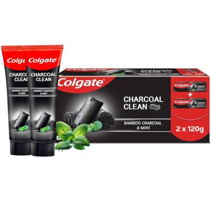 Colgate Charcoal Clean Black Gel Toothpaste, Combo Pack of 240g (120g x2) Deep Clean Tooth paste With Bamboo Charcoal & Wintergreen Mint For Plaque Removal & Tingling Fresh Mouth Experience