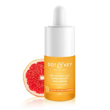 DOT & KEY 10% Vitamin C + E Serum with 5% Niacinamide | Vitamin C Serum for Glowing Skin, Fades Dark Spots & Hyperpigmentation | Infused with Blood Orange & Pumpkin | Targets Dull & Uneven Skin | For All Skin Types | 20ml