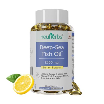 Neuherbs Deep Sea Omega 3 Fish Oil – Omega 3 Supplement Triple Strength 2500 Mg (Essential Fatty Acid Combination of 1486 mg 892 mg EPA 594 mg DHA/serving), Lemon Flavour- 60 Softgel for Men & women Neuherbs Deep Sea Omega 3 Fish Oil – Omega 3 Supplement Triple Strength 2500 Mg (Essential Fatty Acid Combination of 1486 mg 892 mg EPA 594 mg DHA/serving), Lemon Flavour- 60 Softgel for Men & women