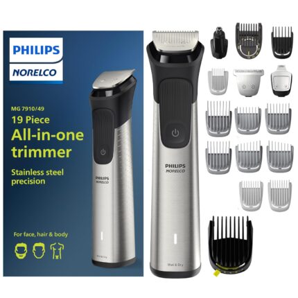 Norelco Philips Multigroom Series 7000, Mens Grooming Kit With Trimmer For Beard, Head, Hair, Body, Groin, And Face – No Blade Oil Needed, Mg7910/49 Norelco Philips Multigroom Series 7000, Mens Grooming Kit With Trimmer For Beard, Head, Hair, Body, Groin, And Face – No Blade Oil Needed, Mg7910/49