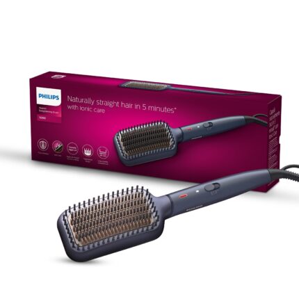 Philips Hair Straightener Brush- Advanced Ionic Care For 5X Better Frizz Free Hair In 5Min I Style With 2X More Volume|Stunning Shine I No Scalp Burns|Argan Oil Bristles|Bhh885/10,Black,50 Watts Philips Hair Straightener Brush- Advanced Ionic Care For 5X Better Frizz Free Hair In 5Min I Style With 2X More Volume|Stunning Shine I No Scalp Burns|Argan Oil Bristles|Bhh885/10,Black,50 Watts