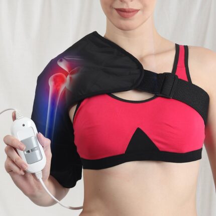 SandPuppy ShoulderHeat - Electric Heating Pad for Shoulder Pain Relief | Men and Women (Black) | Suitable For Both Shoulders | Adjustable 3 Heating Levels | Integrated Overheat Protection Thermostat| Sprains,Stiffness, Soreness and more | Gift for Women Men Mom Dad.