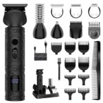 Scttomon Beard Trimmer for Men Professional Mens Beard Grooming Kit T-Blade Trimmer Razor Nose Body Trimmer Hair Cutting Kit Cordless 7 in 1 Black
