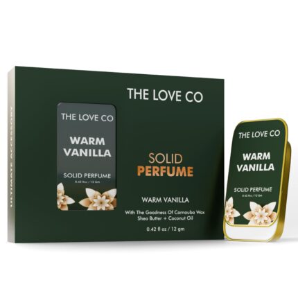 THE LOVE CO. Warm Vanilla Solid Perfume for Men & Women | Long-Lasting Floral Fragrance Balm | Alcohol-Free, Travel-Friendly, Pocket Perfume Stick | Luxury Scent - 12gm