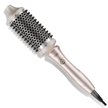 TYMO Thermal Brush – Hot Brush Hair Styler, Heated Round Brush 43mm, Blowout Brush with Flexi-Fit Tech for Hair Straightening and Curling 2 in 1, 3 Temps (160℃ 180℃ 200℃), Dual Voltage, Quick & Easy