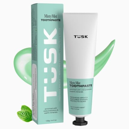 Tusk Minty Mist Natural Toothpaste | SLS-Free with Fluoride for Cavity Protection Gum Care & Teeth Whitening | Chemical-Free Toothpaste – 125g (Pack of 1)