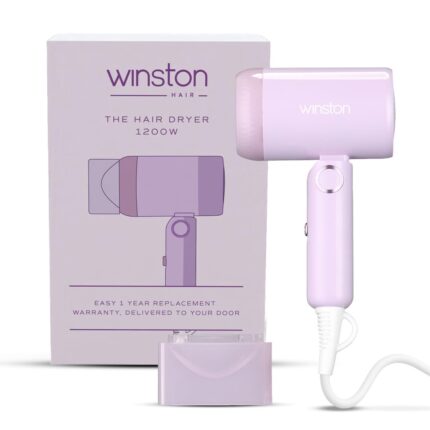 WINSTON Ionic Foldable Hair Dryer – 1200W | Compact, Foldable, and Damage-Free Drying Blow Dryer with Low Noise & Overheat Protection – 1 Year Warranty (Purple) WINSTON Ionic Foldable Hair Dryer – 1200W | Compact, Foldable, and Damage-Free Drying Blow Dryer with Low Noise & Overheat Protection – 1 Year Warranty (Purple)