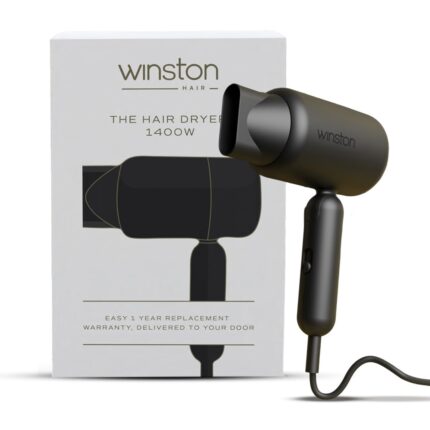 WINSTON Ionic Foldable Hair Dryer - 1400W | Compact, Foldable, and Damage-Free Drying Blow Dryer with Low Noise & Overheat Protection - 1 Year Warranty (Grey)