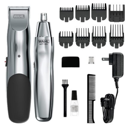 Wahl Groomsman Rechargeable Beard Trimmer for Beard Mustache Stubble with Self Sharpening Blades and Bonus Nose Trimmer (Black) Wahl Groomsman Rechargeable Beard Trimmer for Beard Mustache Stubble with Self Sharpening Blades and Bonus Nose Trimmer (Black)