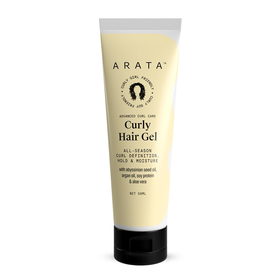Arata Curl Gel For Frizzy, Wavy, Curly Hair | Natural Long-Lasting Hold & Definition | Tames Frizz | Aloe Vera, Abyssinian Seed Oil, Argan Oil & Soy Protein | No Sulphate,Paraben,Silicone | 50ml x 1 Arata Curl Gel For Frizzy, Wavy, Curly Hair | Natural Long-Lasting Hold & Definition | Tames Frizz | Aloe Vera, Abyssinian Seed Oil, Argan Oil & Soy Protein | No Sulphate,Paraben,Silicone | 50ml x 1