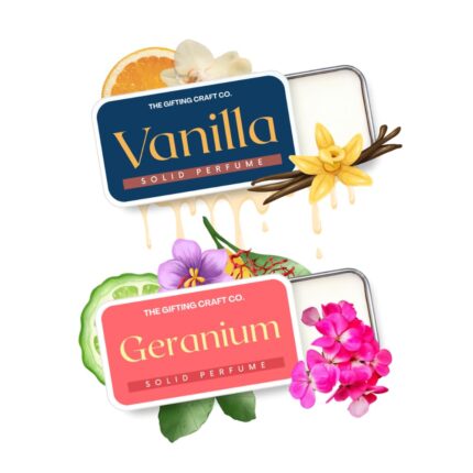 THE GIFTING CRAFT CO.™ Vanilla & Geranium Solid Perfume Combo - Gift Pack of 2 Date Ready Pocket Size Body Fragrance for Men & Women - 10g Each