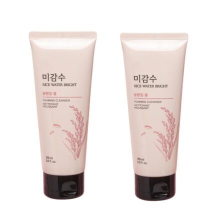 The Face Shop Rice Water Bright Cleansing foam | Face Wash for Glowing Skin | Cleanser for Uneven Skin Tone | Korean Skin Care Products For all skin types (Pack of 2)