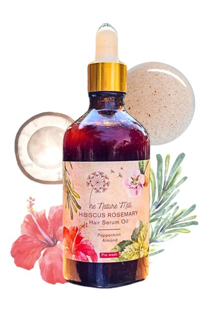 The Nature Mill Hibiscus Rosemary Hair Serum Oil. For stronger hair. 100ml (Almond Peppermint)
