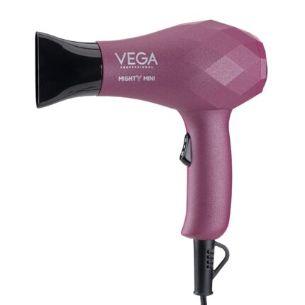 VEGA PROFESSIONAL Mighty Mini 1000-1200W Hair Dryer for Men & Women with 2 Heat/Speed Settings and Tourmaline Technology, Burgundy (VPVHD-06) VEGA PROFESSIONAL Mighty Mini 1000-1200W Hair Dryer for Men & Women with 2 Heat/Speed Settings and Tourmaline Technology, Burgundy (VPVHD-06)