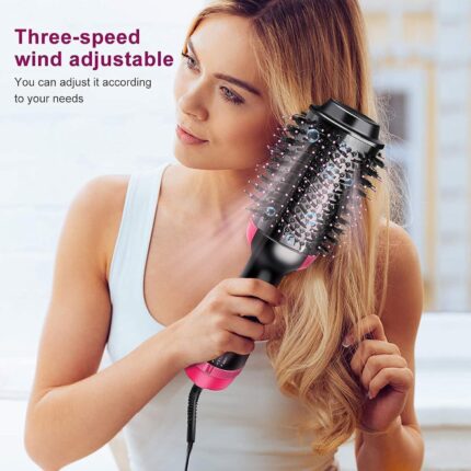 VELVERI One Step Hair Dryer and Volumizer | 4-in-1 Hot Air Brush for Straightening, Curling, Drying and Styling | Lightweight Professional Blow Dryer Brush with Ionic Technology, 1000W (Black)
