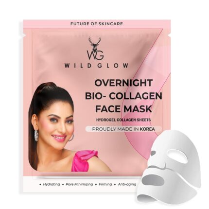WILDGLOW Korean Glass Skin Bio-Collagen Overnight Face Mask for Deep Hydration, Pigmentation, Anti-Aging & Pore Minimizing | Hyaluronic Acid, Niacinamide, Vitamin E & Centella | Pack of 1