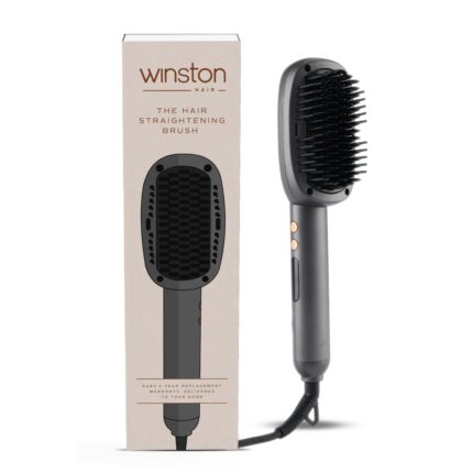 WINSTON Hair Straightener Brush with Ceramic Coated Anti-Burn Bristles, Adjustable Temperature, Auto Shut-Off – Frizz-Free, Smooth Hair for All Hair Types