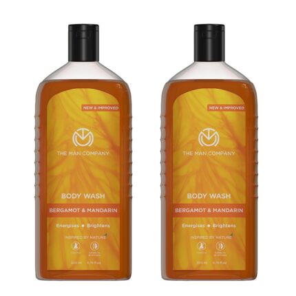 The Man Company Perfumed Body Wash- 200ml (Pack of 2) | Bergamot & Mandarin Body Wash | Shower Gel for Glowing & Bright Skin | Richness of Turmeric, Orange Peel Extract | Long-Lasting Fragrance
