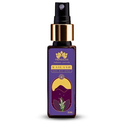 VRINDAAM Kailash Body Mist For Daily Use & Romantic Evenings | Floral-Musky Scent | Natural & Hydrating Body | Ayurvedic, Chemical-Free, Travel Friendly & Refreshing Long Lasting- 50ML