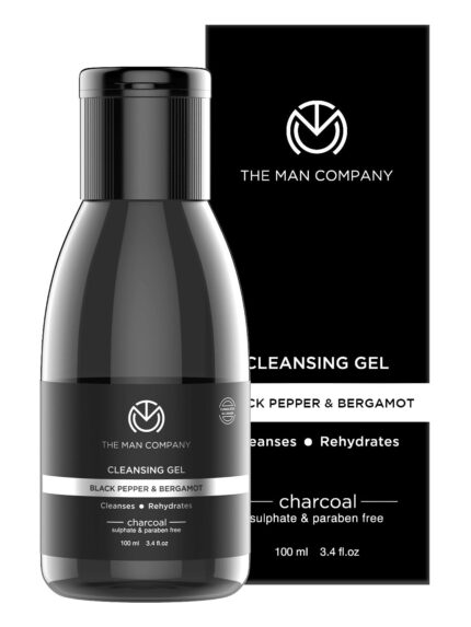 The Man Company Activated Charcoal Tan Removal Cleansing Gel for Oil Control & Glowing Skin | Black Pepper & Bergamot | 100ml